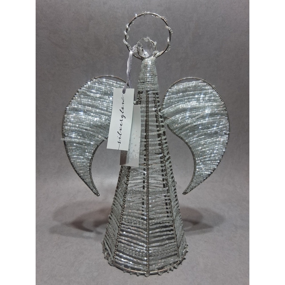12" Angel Beaded Christmas Tree Topper - Metal and Bead Adorned - NEW WITH TAGS